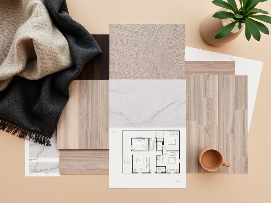 Interior design material moodboard