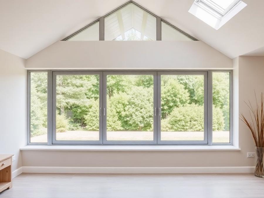 UPVC sliding windows in a bright room